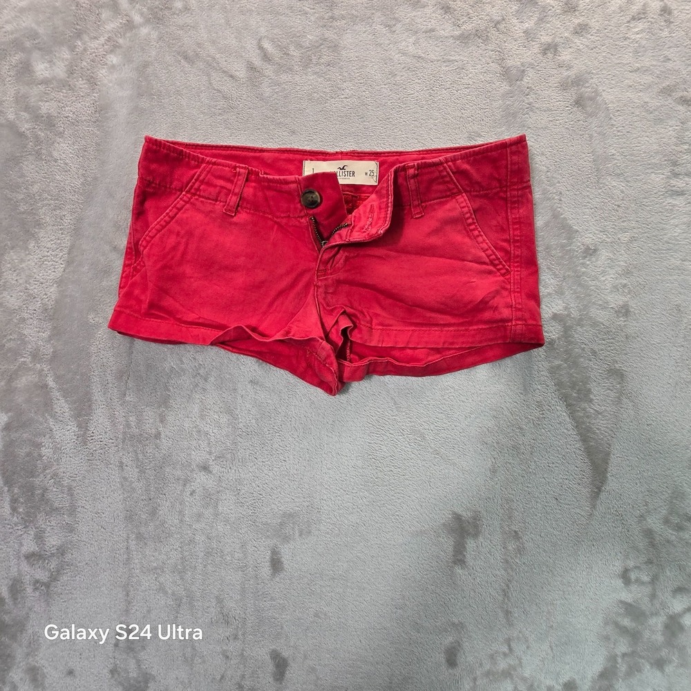 Hollister California Chino Shorts Womens 1X25 Red Cotton Low Rise Casual Summer